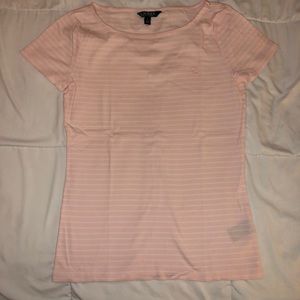 Lauren Ralph Lauren Pink/White Striped SS Tee